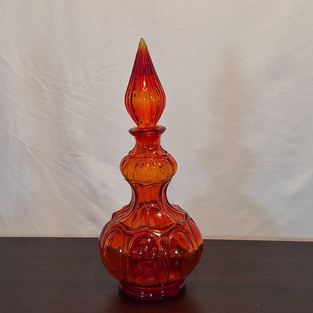 Red/Orange Corset Empoli Genie Bottle Decanter Brilliant Ghostly Glow MCM Flame